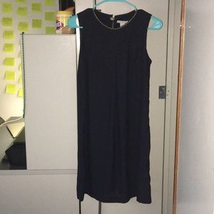 Navy Blue Gold Neckline Dress